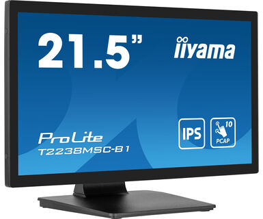 Iiyama 21.5” 10pt Optical Bonded PCAP touchscreen monitor with IPS panel technology, edge-to-edge glass design, anti-fingerprint coating and metal housing
