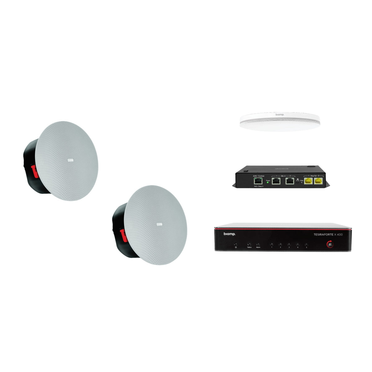 Biamp MRB-M-X400-C-CIC6 video conferencing room bundle with TesiraFORTÉ X 400 DSP and Parlé TCM-XA microphone
