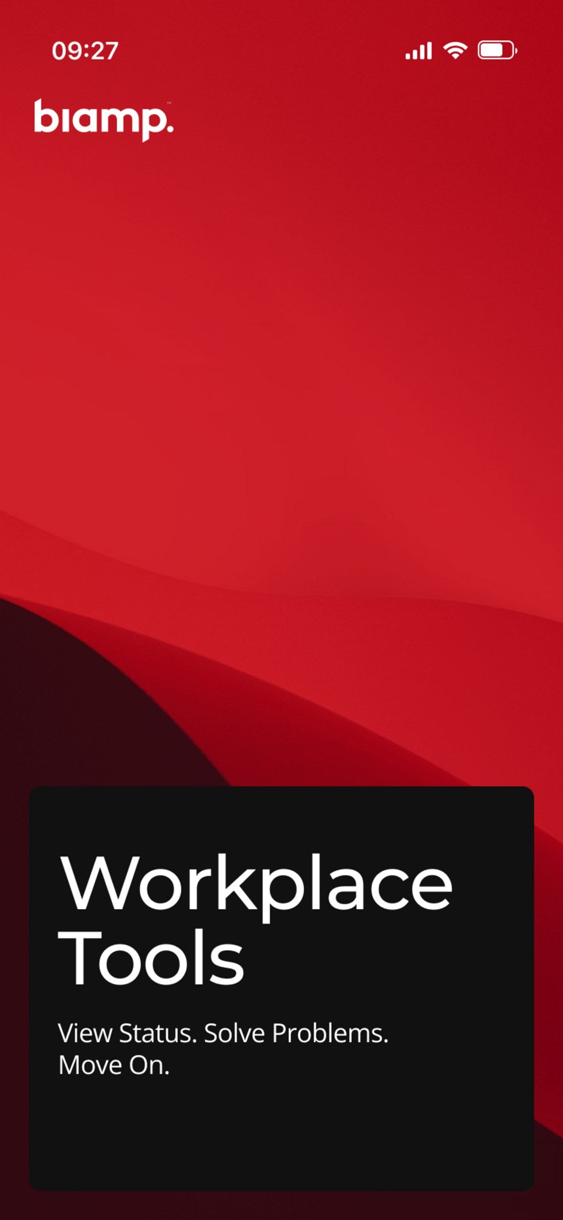 Biamp Workplace Tools 900.0032 Android app interface