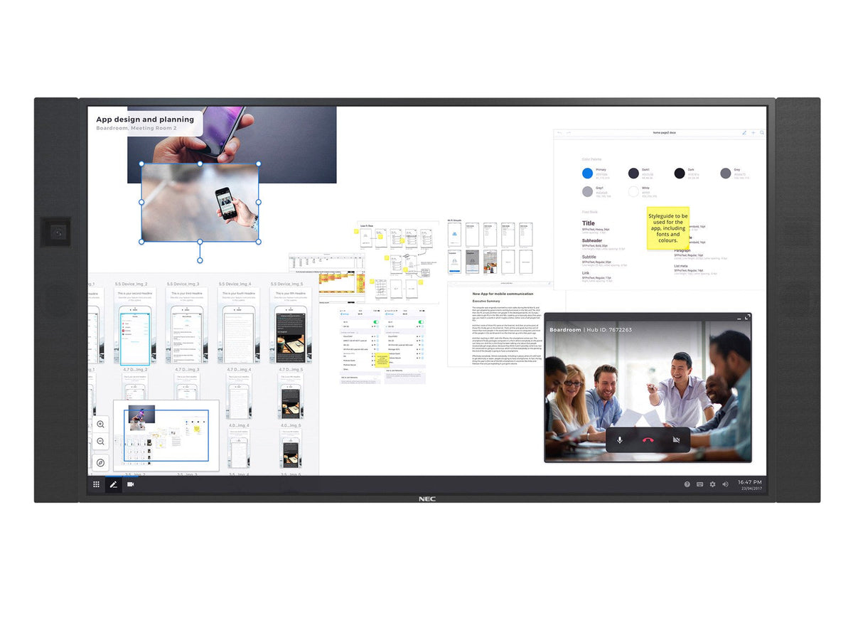 NEC InfinityBoard 2.0 65-inch interactive flat panel with Huddly camera