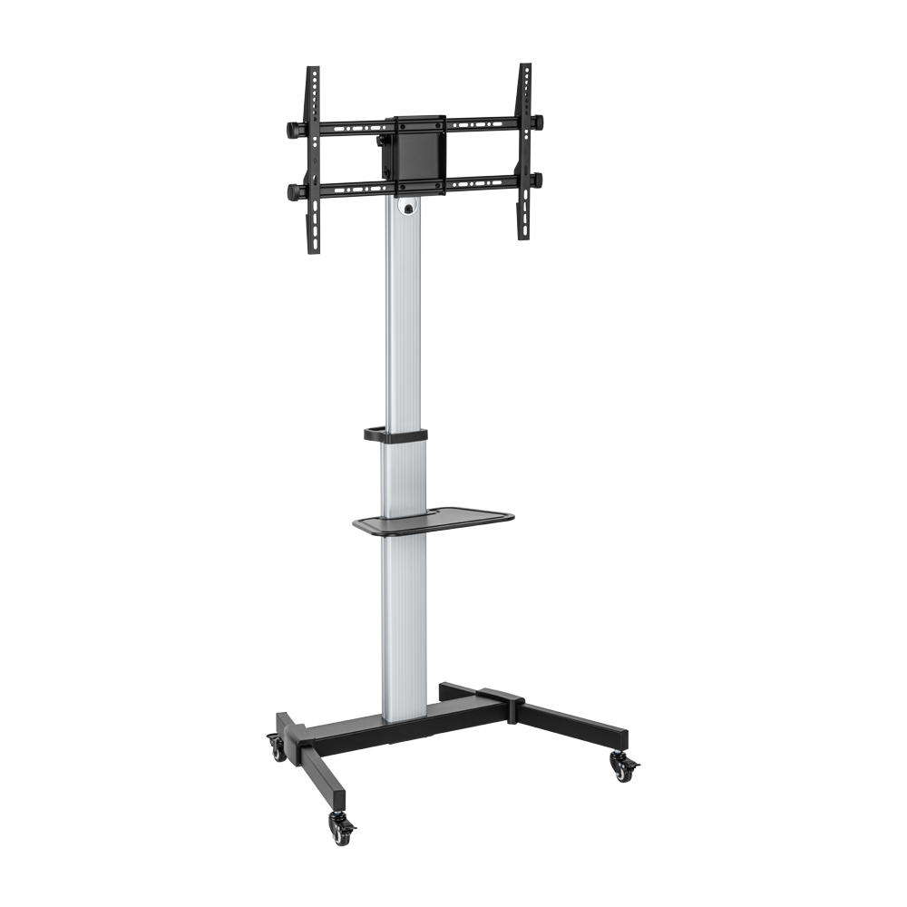 VSYS VFS44-46TW mobile aluminium TV cart, full stand view