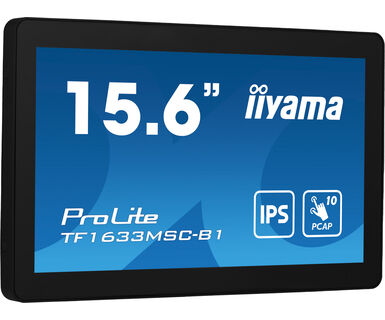 Iiyama 15.6" PCAP 10 points multi-touch open frame monitor with edge-to-edge glass and IPS panel technology