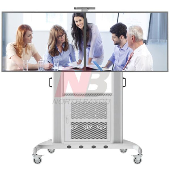 NorthBayou Aluminum Mobile Workstation TV Cart AVG1800-60-2A – Dual-Screen Mobility for Professional Displays