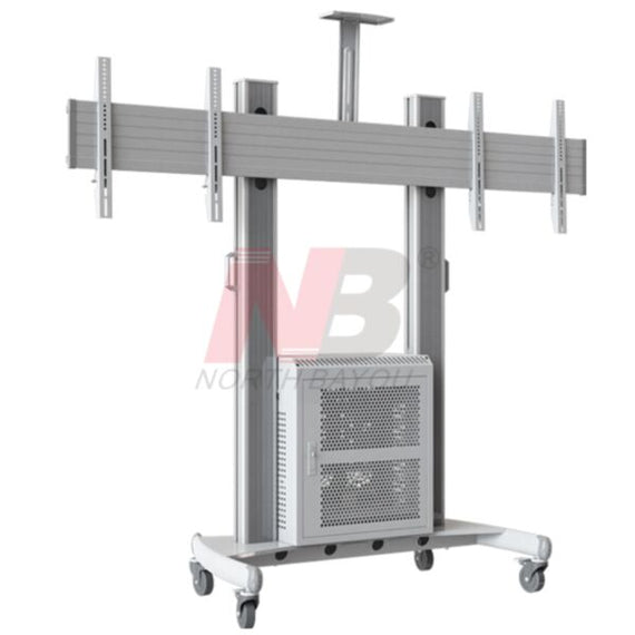 NorthBayou Aluminum Mobile Workstation TV Cart AVG1800-60-2A – Dual-Screen Mobility for Professional Displays