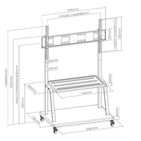 VSYS Heavy Duty Height Adjustable Steel TV Cart