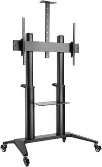 EQ TM 70-120 Stand for Interactive Displays, Fits 70" - 120" Screen Size, Up to 140kg Load Capacity, Free-Tilting Mechanism, Adjustable Camera & Equipment Shelves, 1000x600mm VESA, Black | TM 70-120