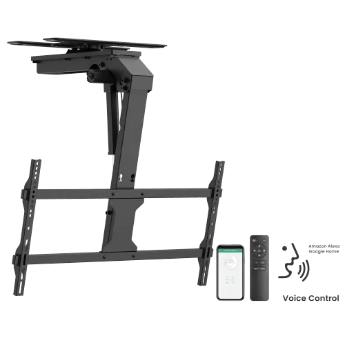 VSYS Large Smart Electric TV Ceiling Mount with Swivel Design & Double Stud Installation Option