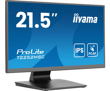 Iiyama 21.5” PCAP 10pt Touchscreen monitor featuring IPS panel technology, Edge-to-Edge glass design and Anti Glare coating