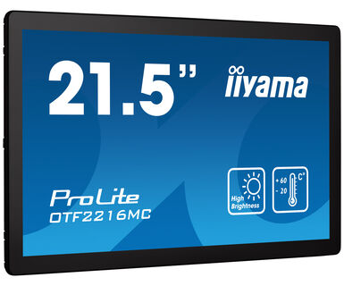 Iiyama 21.5" high-brightness touchscreen with 10 touch points PCAP touch technology for outdoor applications