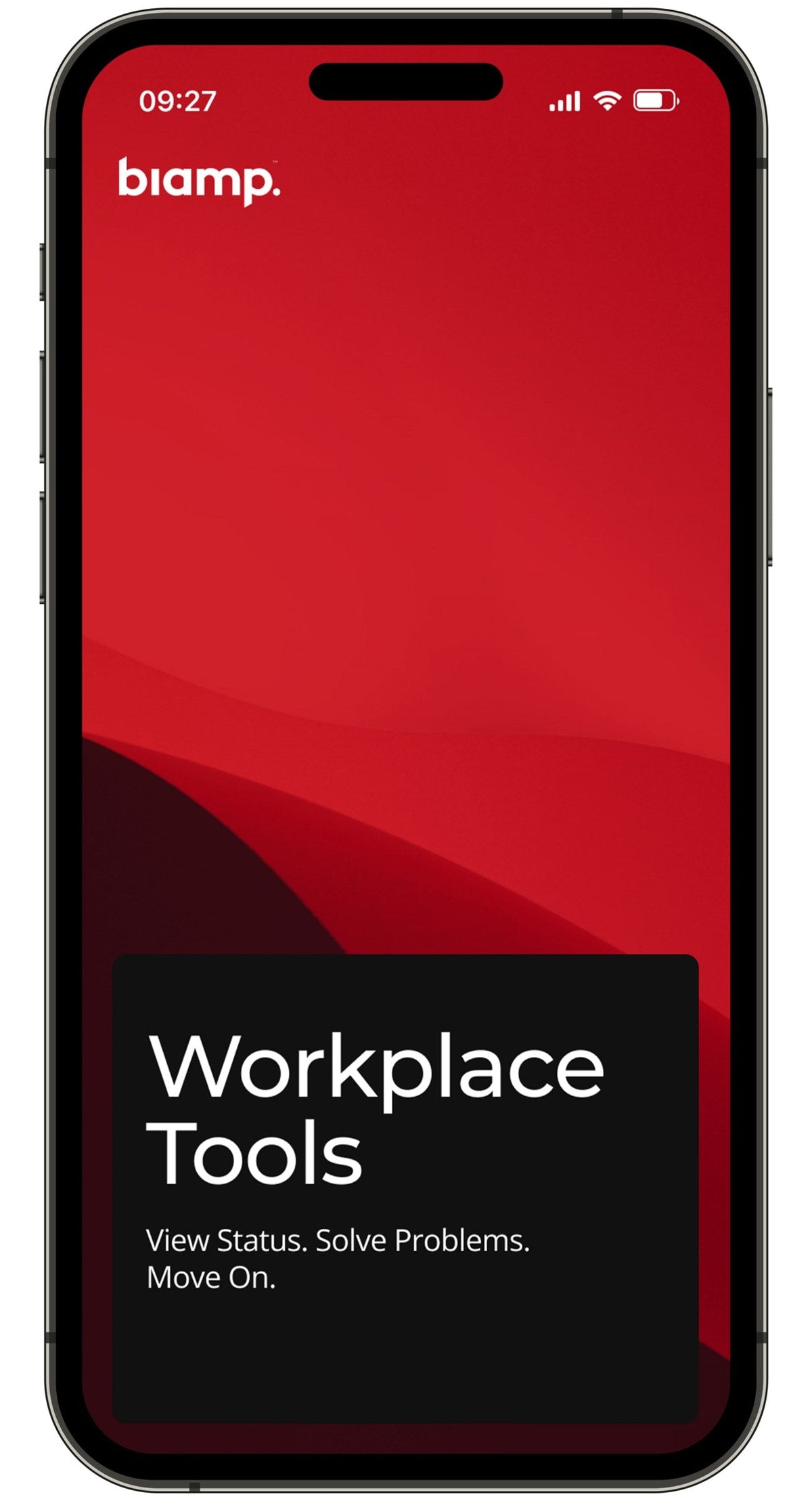 Biamp Workplace Tools 900.0019 iOS mobile app interface