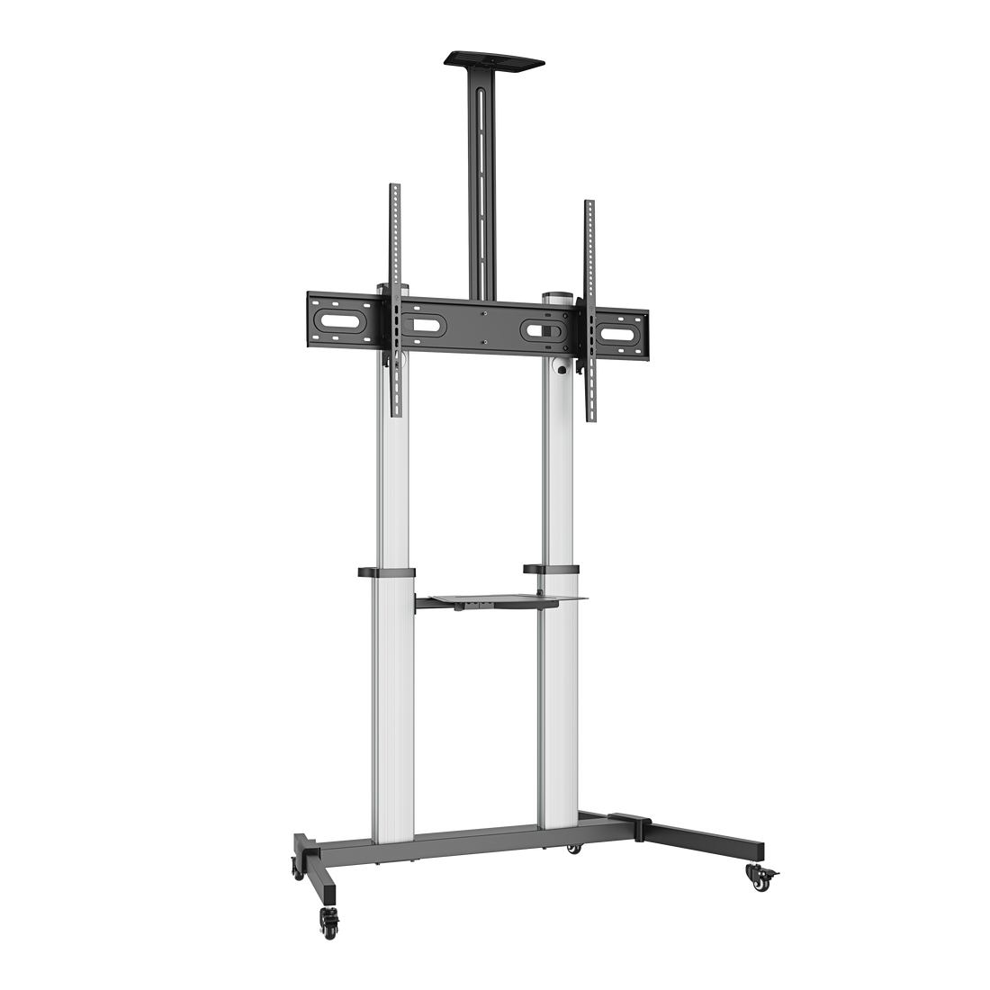 VSYS VFS44-610TW large-format mobile TV cart, angled view