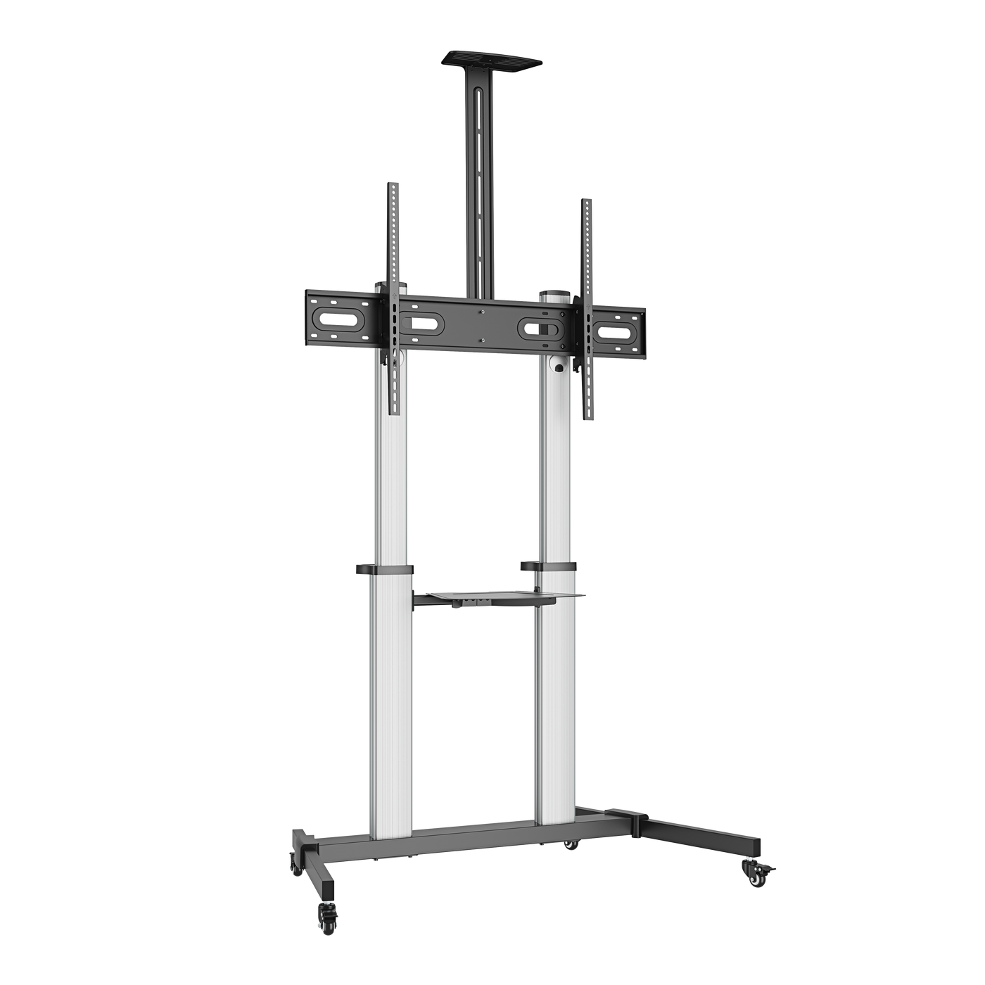 VSYS VFS44-610TW large-format mobile TV cart, angled view