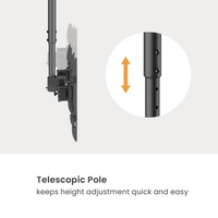 VSYS VCM-CE1546SL telescoping pole showing the 1065 to 1665 mm drop range