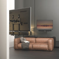 VSYS VSSB-49 soundbar bracket fitted below a wall-mounted display