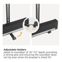 VSYS VSSB-49 adjustable depth holders gripping a soundbar