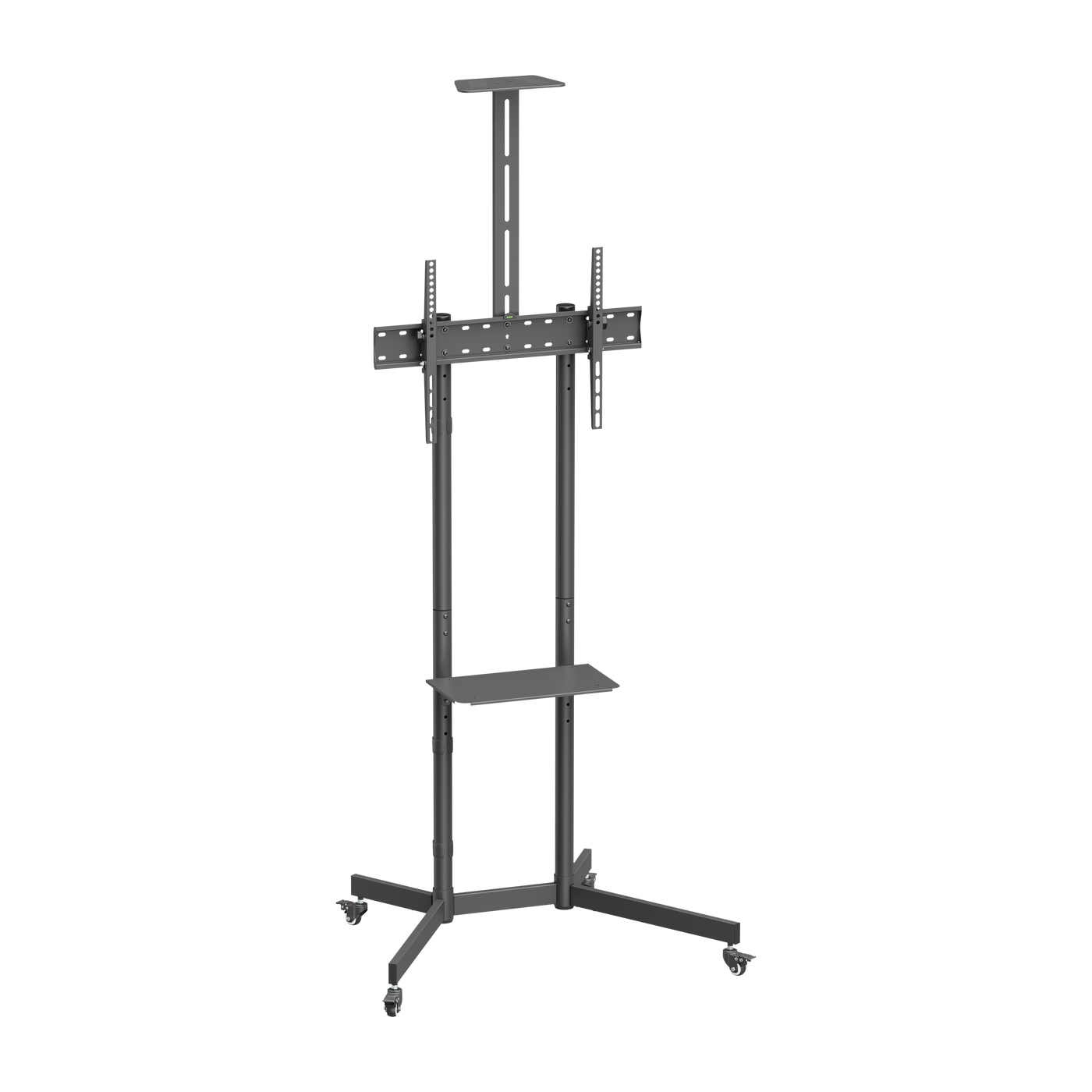 VSYS VTL-1042T economy steel TV cart with camera shelf, front view