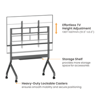 VSYS VTLX16M-612FW motorised column, support shelf and lockable caster detail